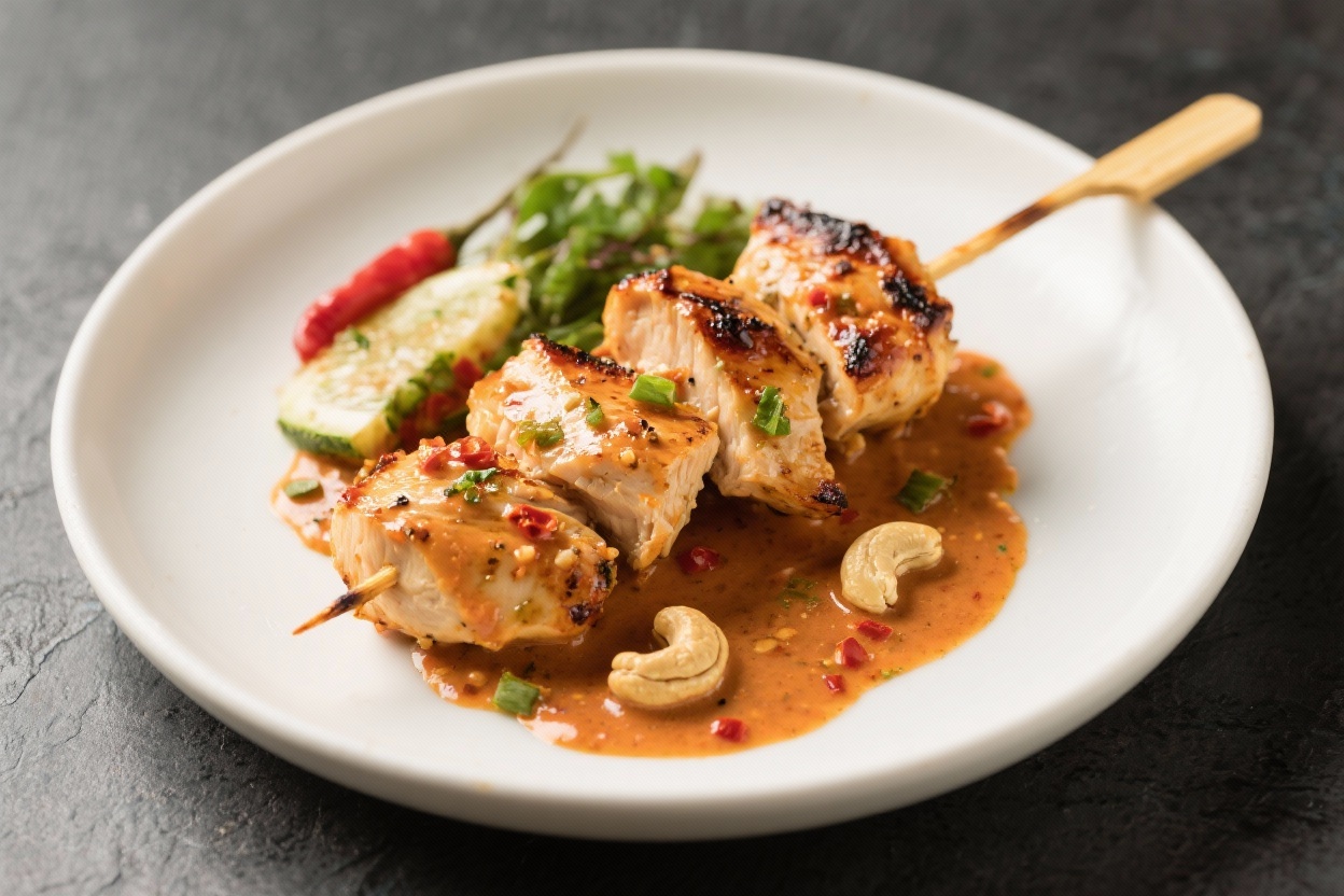 Keto Mediterranean Grilled Chicken Satay With Spicy Cashew Sauce: The Skewer That Breaks Diet Boredom Keto Mediterranean Grilled Chicken Satay With Spicy Cashew Sauce: The Skewer That Breaks Diet Boredom
