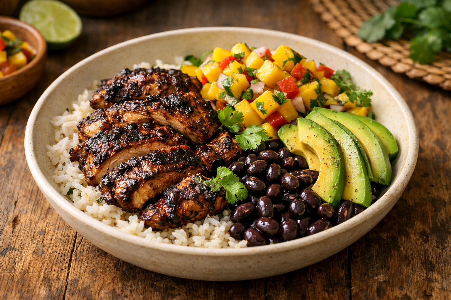 caribbean jerk chicken bowl