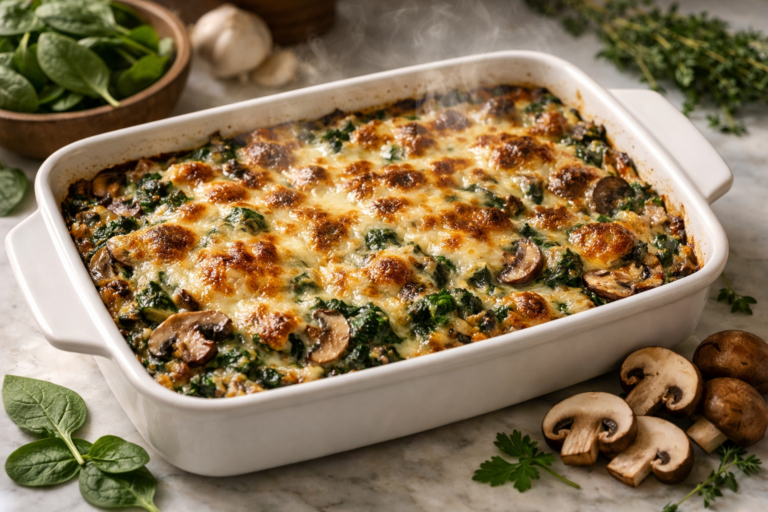 keto spinach mushroom casserole